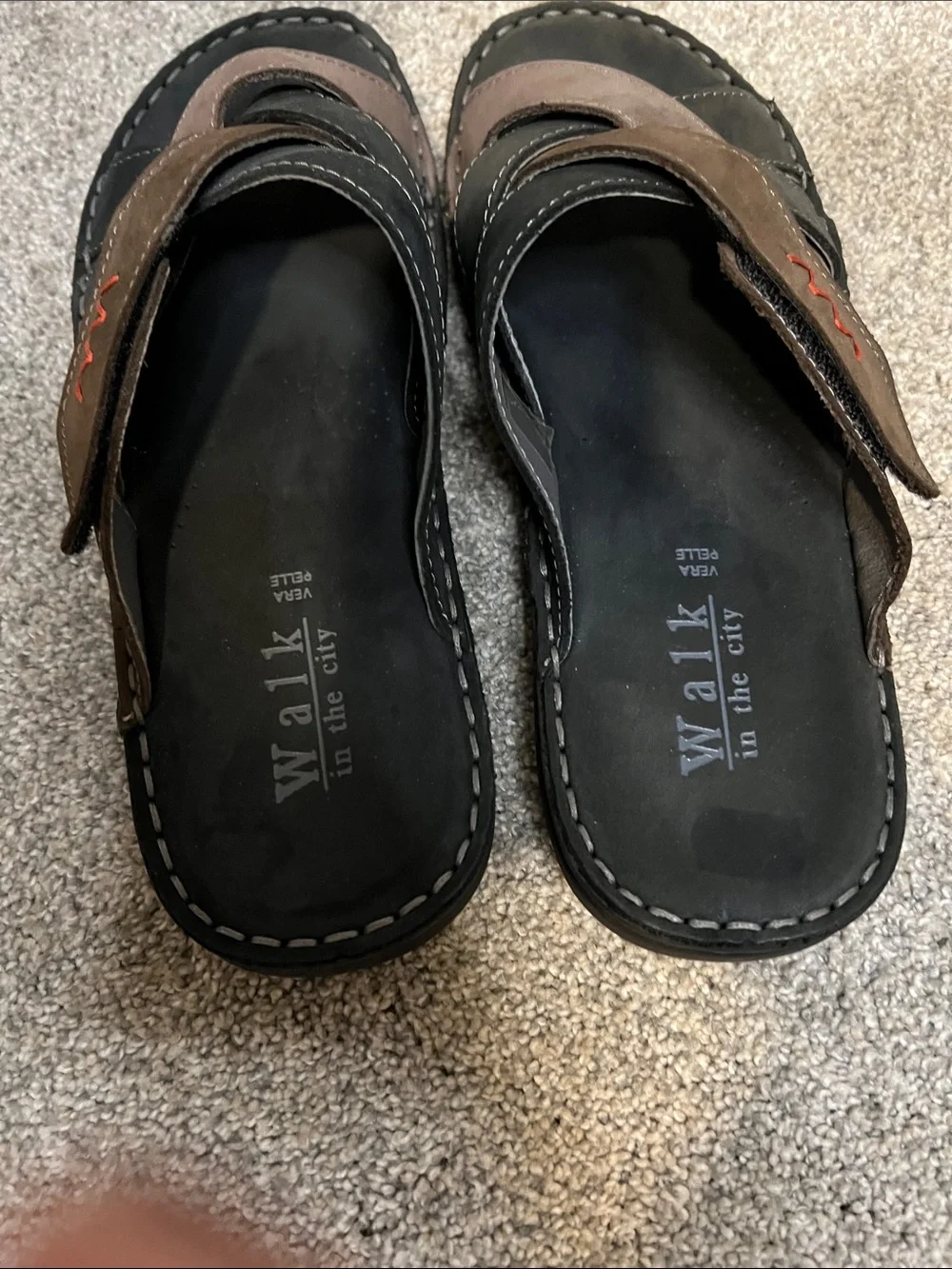 Italian Men's Casual Slide Sandals in Black and Brown